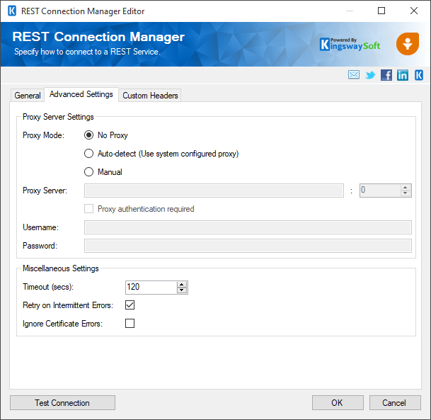 Freshsales Connection Manager - Advanced Settings